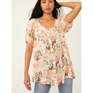 Free People Callie Printed Tunic Top in Vintage Combo Size M NWT